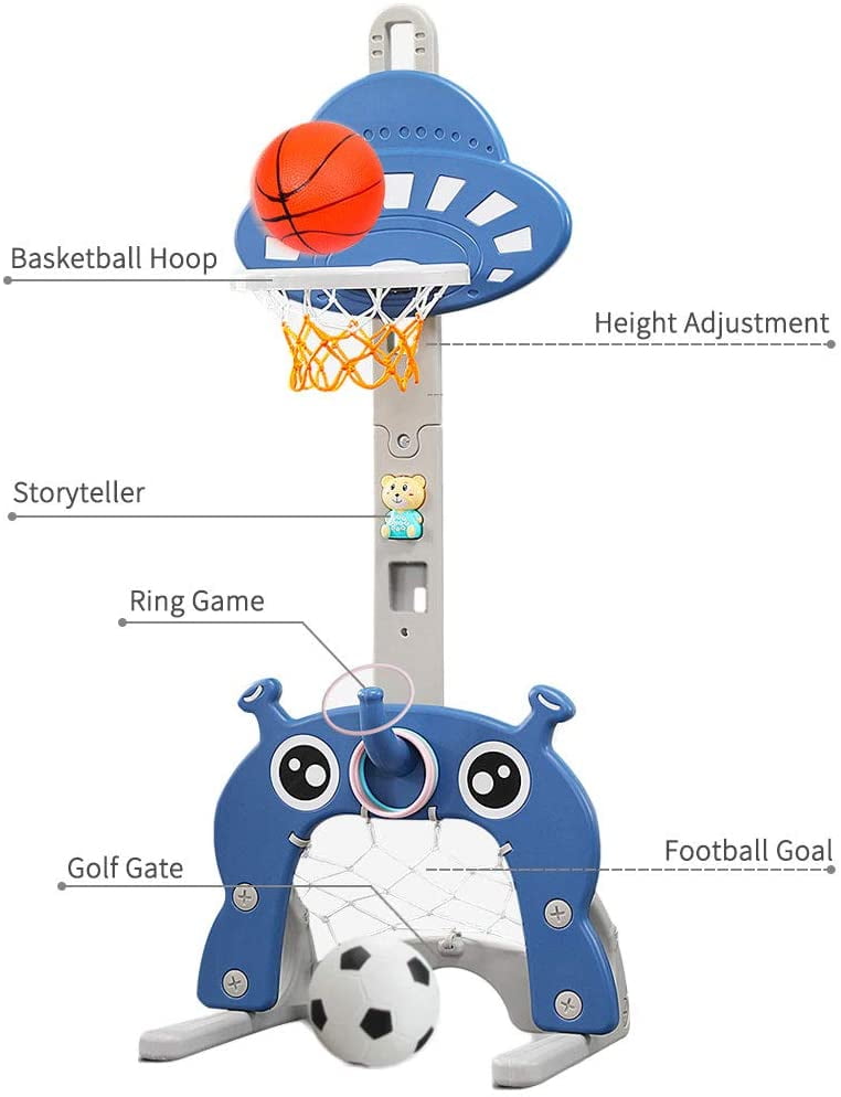 Basketball Hoop for Kids 5 in 1 Sports Activity Center Adjustable Gift for Baby 