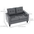 thumbnail image 3 of HOMCOM PU Leather Loveseat, with Armrests and Tufted Backrest, Grey, 3 of 10