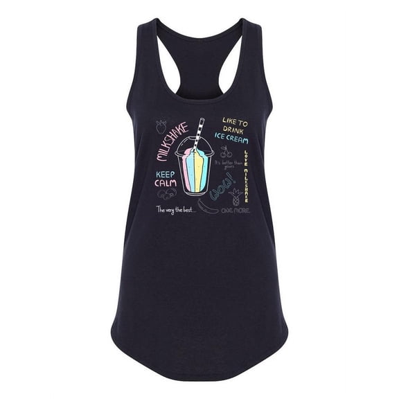 Milkshake Doodles And Quotes Tank Women -Image by Shutterstock, Female x-Small