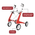 thumbnail image 3 of byACRE Carbon Ultralight Regular Rollator, 16.5" Seat Width, Red Frame, Supports up to 285lbs, 3 of 6
