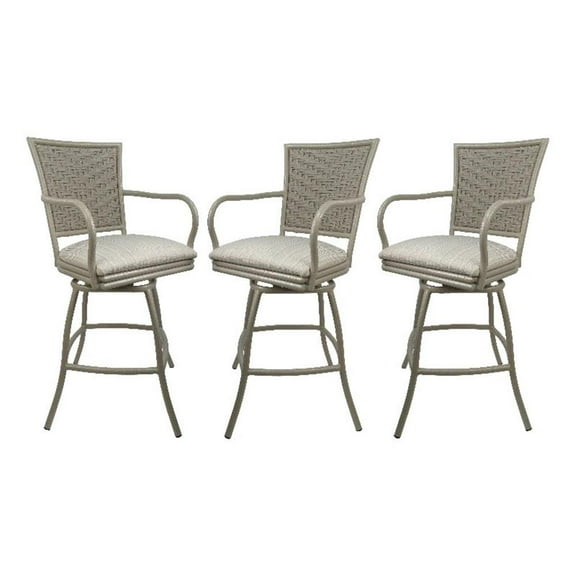 Set of 3 - Outdoor Indoor 30" Bar Stool - Erin on Beige Frame