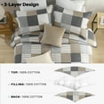 thumbnail image 5 of Bedduvit King Size Quilt Set - 100% Cotton Brown/Black/Gray Bedspread Quilt for King Beds, Lightweight Patchwork Plaid Farmhouse Classic Quilt Bedding Comforter Set for All Season, 3-Piece (98"x106"), 5 of 8