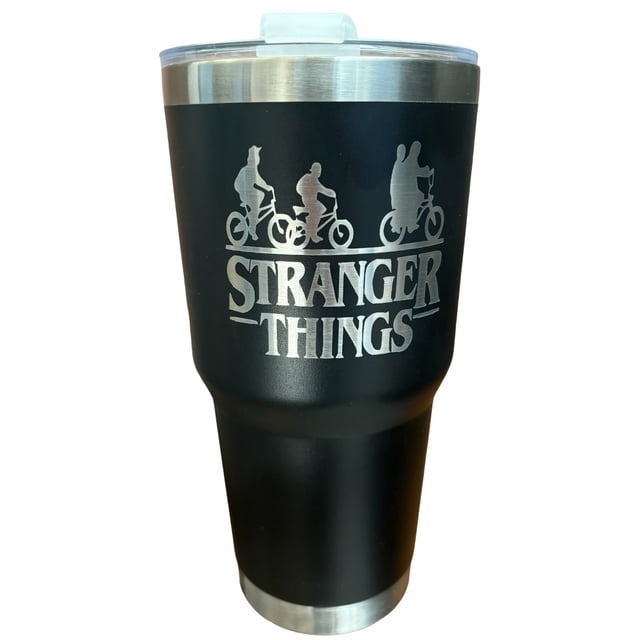 Termo de acero inoxidable Strenger things color negro 30 Oz