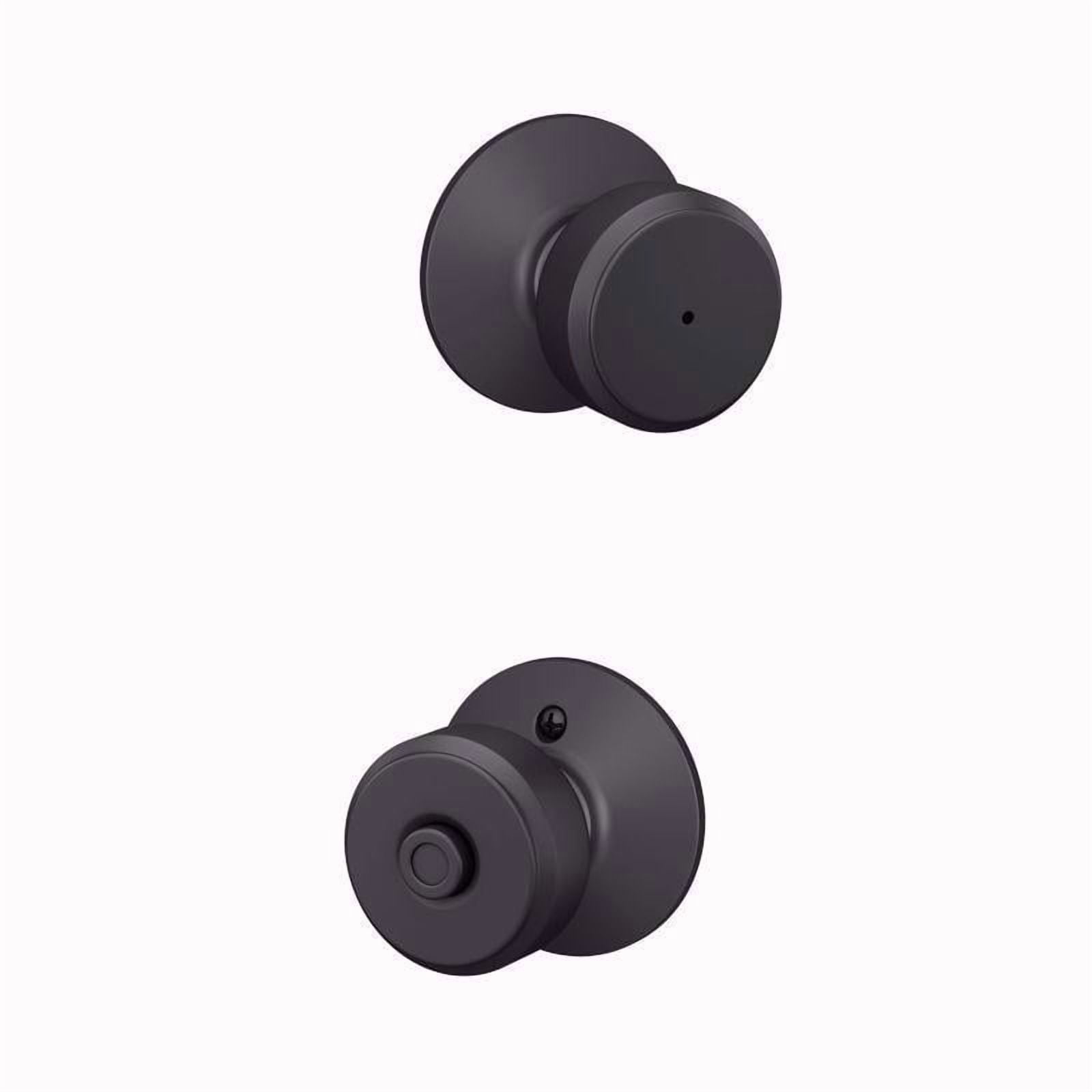 Schlage Bowery Bed and Bath Knob Antique Style - Privacy Door Knob - Matte Black, Right Hand — Residential Use, Standard Application