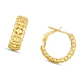 thumbnail image 3 of JewelStop 14K Yellow Gold Polished Finish Puffed Textured Beads Hoop Earrings with Snap Clasp, 3 of 5