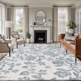 thumbnail image 2 of Farmhouse Flower Large Area Rugs for Bedroom Living Room, Soft Non Slip Carpet Bedside Rug, Botanical Vintage Light Blue Leaf Rectangular Floor Cover Kitchen Accent Rug 8'x10' for Dining Room/Office, 2 of 9