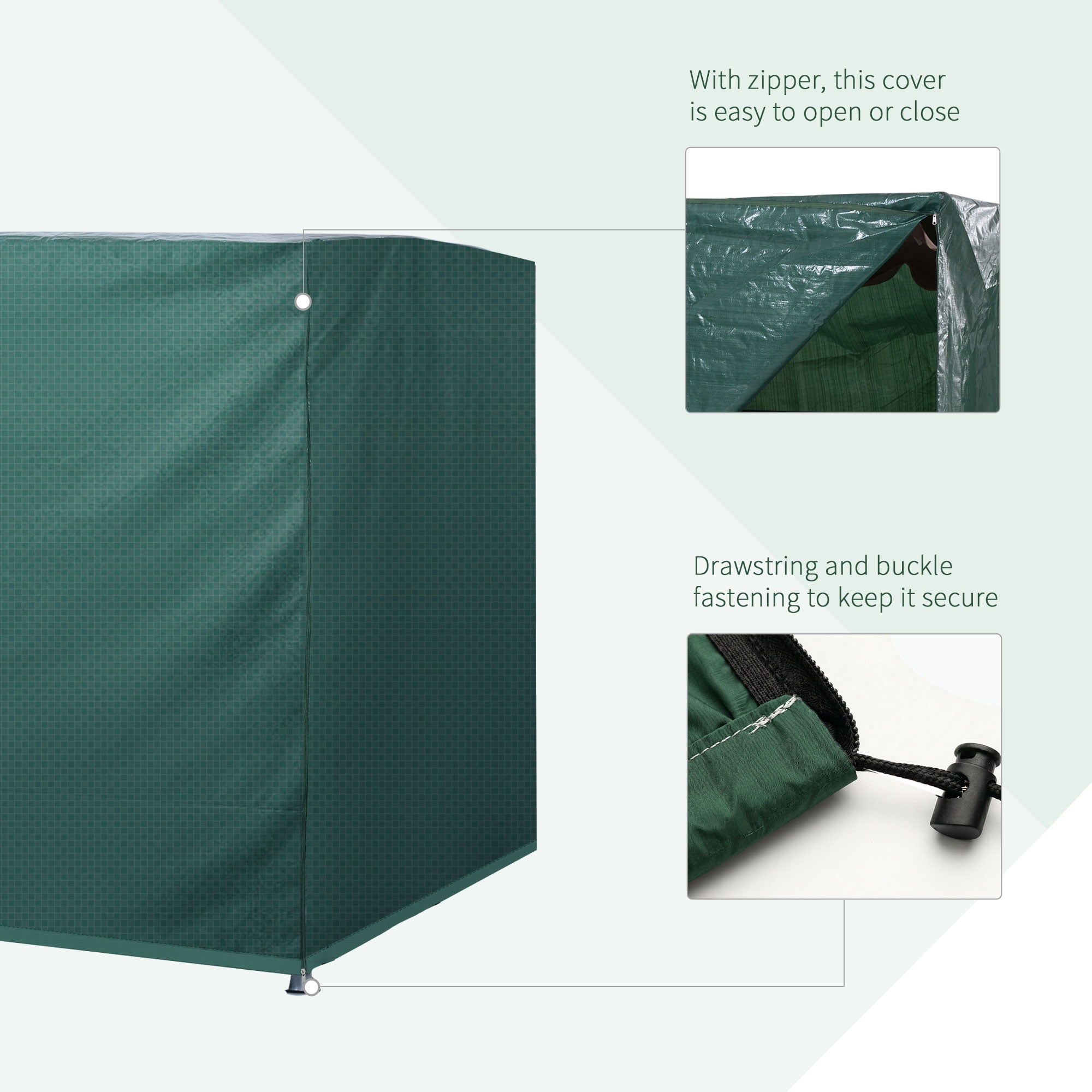 Outsunny 3-Seater Patio Swing Cover, Outdoor Garden Furniture Protection Hammock Cover, Waterproof Windproof Anti-UV, 85" X 61" X 59", Dark Green
