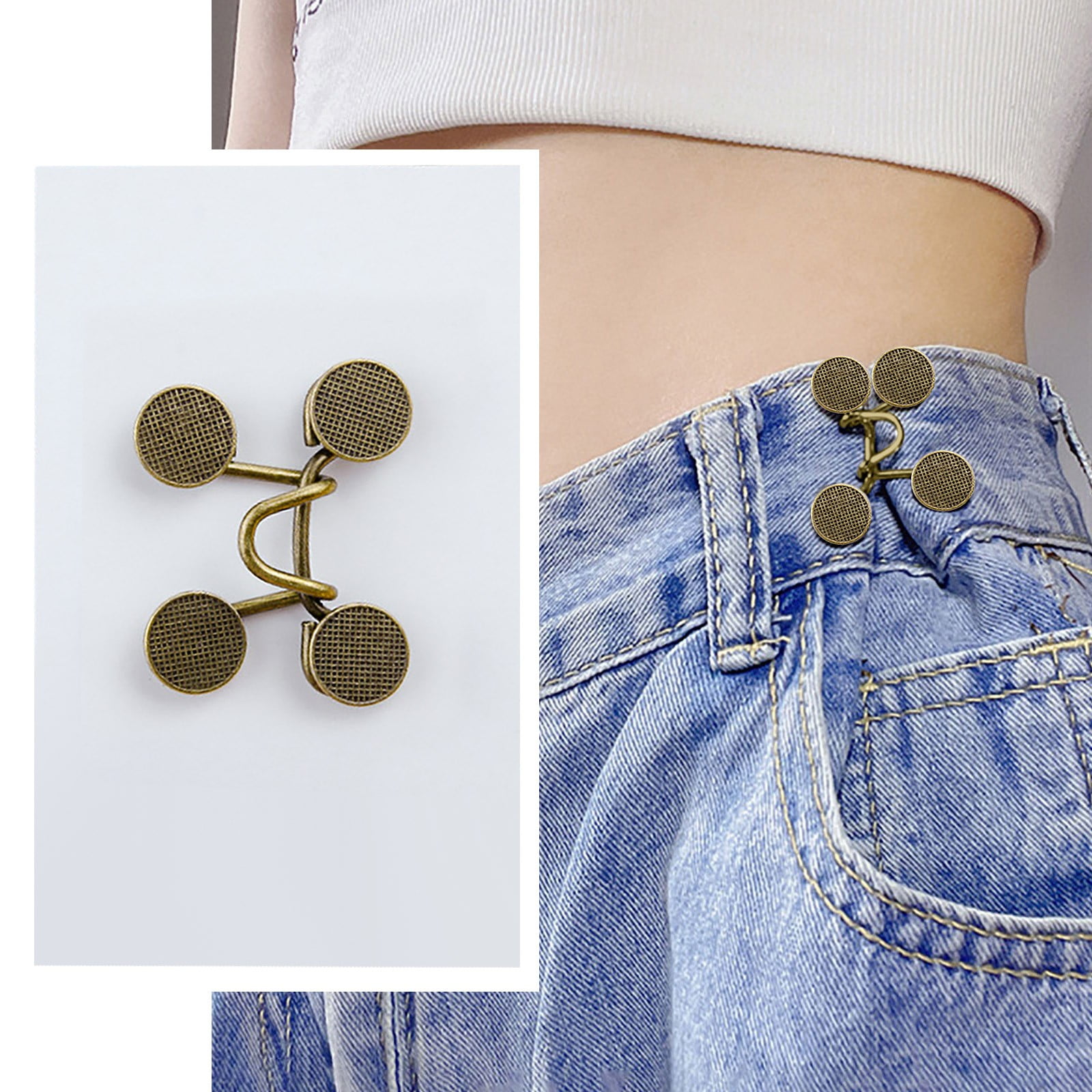 4 Sets Pant Waist Tightener Fashion Pants Clips Waist Tightener Sewing  Buttons Pins for Jeans Dress