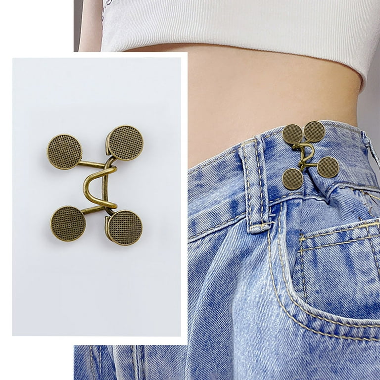 Pant Waist Tightener Adjustable Jean Button Pins 1pc Button Clip for Pants No Sewing Required Easy to Install, Size: Metal
