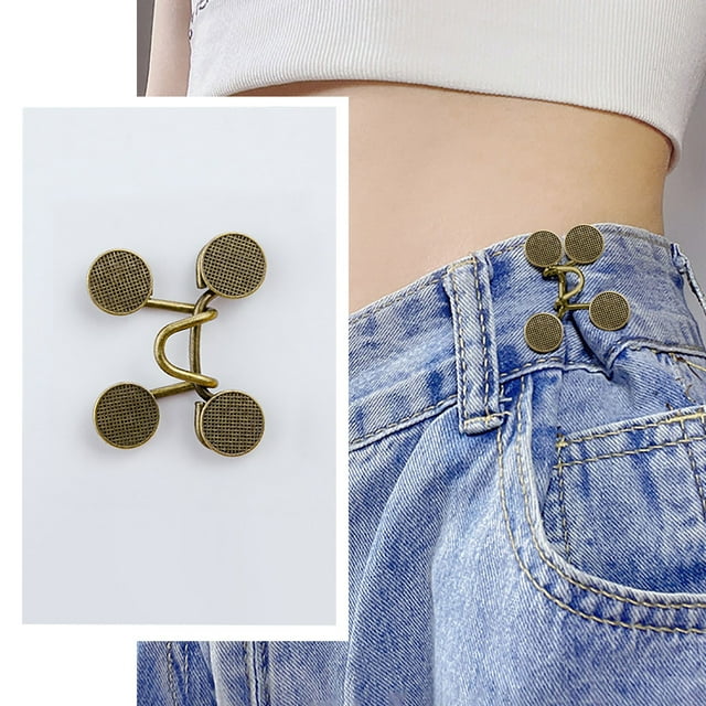 DIY Knitting Project Practical Pant Waist Tightener Button Clip for Jeans No Sewing Easy Install Adjustable Fit Reusable