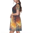 thumbnail image 2 of Easygdp Starry Sky Constellation Cat para Vestido Transpirable de Mujer, Vestido Suelto de Manga Corta con Pliegues y Bolsillos para el Verano, 2 of 6
