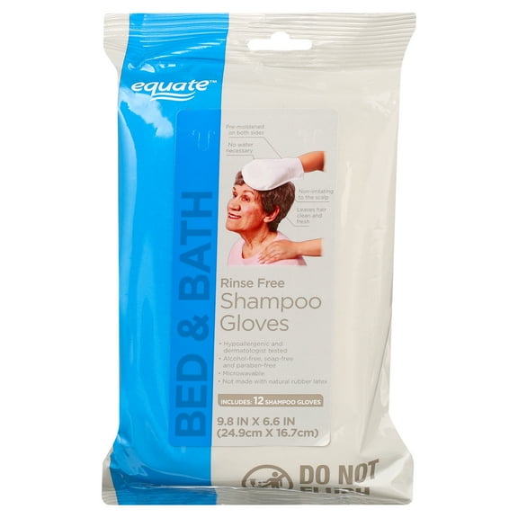 Equate Rinse Free Shampoo Gloves, 12 Count