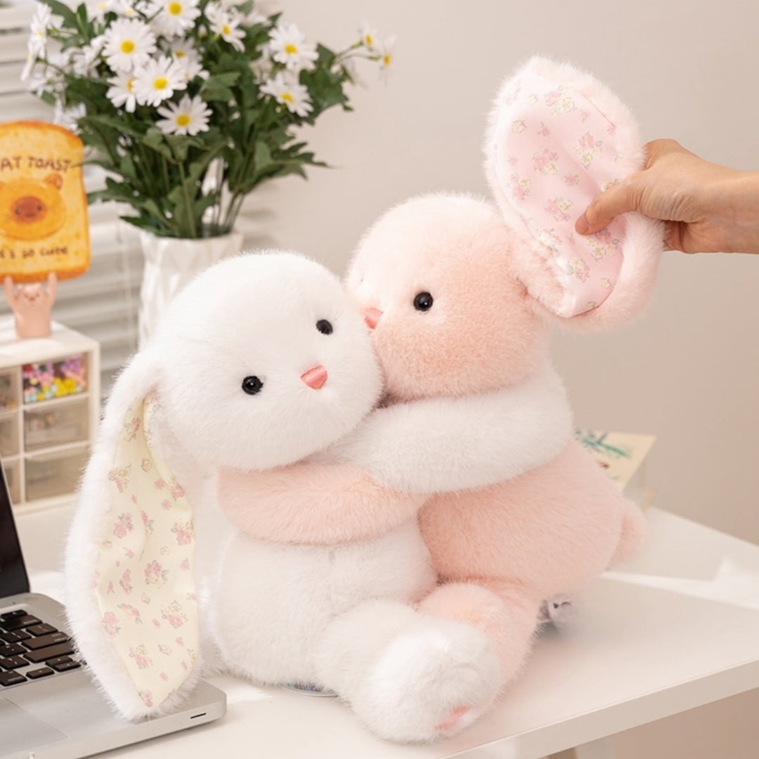 Cuddly Plush Bunny Stuffed Animal-Magnetic Hug Soft Long Eared Rabbit Easter Toy for Birthday Gift