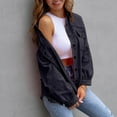thumbnail image 3 of Womens Oversized Denim Jacket Retro Button Up Frayed Hem Jean Shacket Vintage Long Sleeve Loose Outerwear with Pockets, 3 of 6