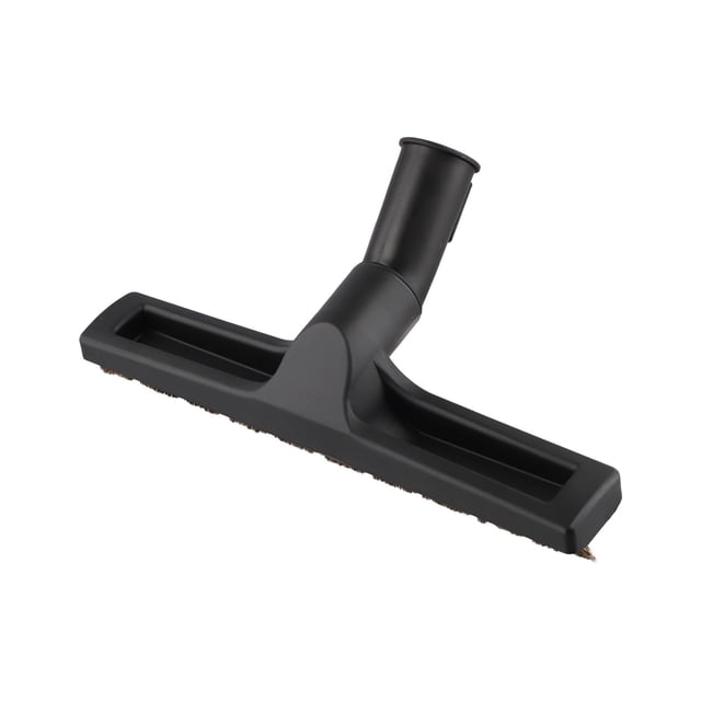 cepillo de alfombra para karcher nt18 nt20 nt30 wd1 wd2 wd3 accesorios de vacío — cabezal rectangular negro en 3/4, boquilla frontal abierta con felpa y cerdas en el borde y adaptador giratorio para tubo; diseñado para capturar polvo grande y alcanzar esquinas junto a muebles; también suele usarse para limpieza rápida de tapicería pequeña.
