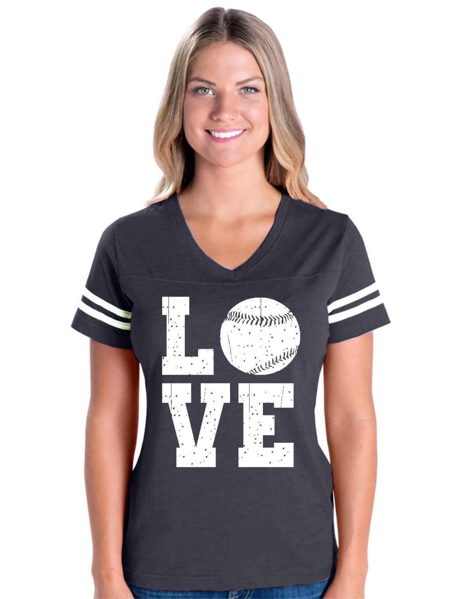 IWPF - Womens Love Baseball Football V-Neck T-Shirt - Walmart.com ...