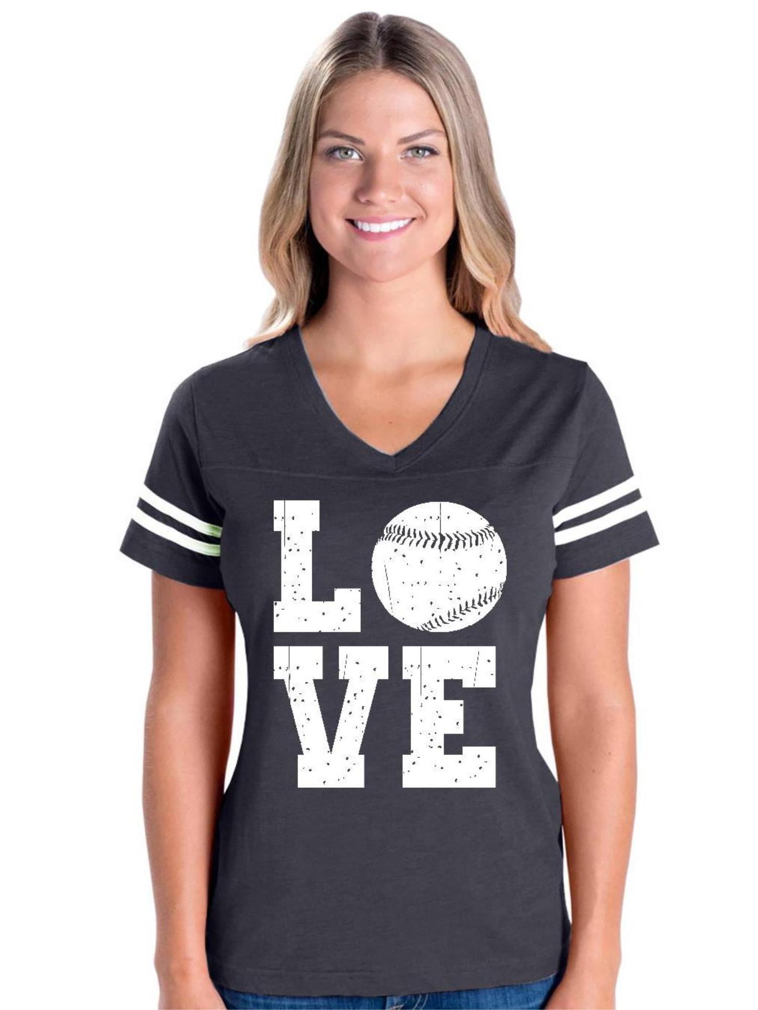 IWPF Womens Love Baseball Football VNeck TShirt