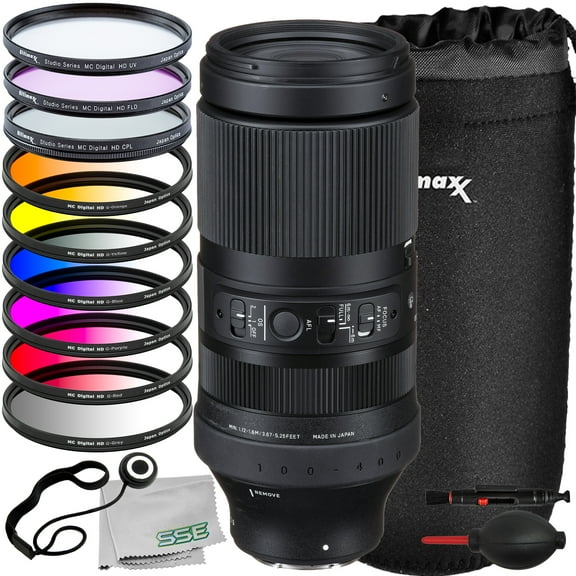 Ultimaxx Essential Sigma 100-400mm f/5-6.3 DG DN OS Contemporary Lens Bundle (E Mount) - Includes: Water-Resistant Lens Pouch & More (19pc Bundle)
