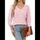 thumbnail image 1 of Blusas de 3/4 con Botones y Cuello en V para Mujer, Ropa Informal de Verano para Vacaciones de Playa, Ropa de Otoño 2025 Estampado Rosa XL, 1 of 7