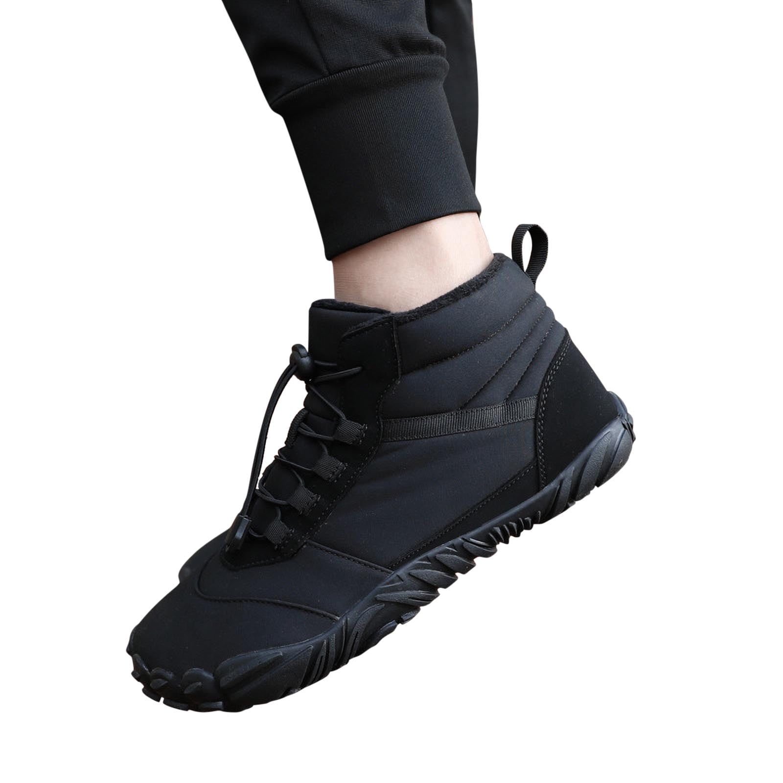 hopeusnice Winter Barefoot Shoes for Women Waterproof Running Shoes Hiking Shoes Toe Shoes High Warm and Non-Slip Boots Black 36