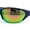 Navy - Orange Green Mirror, variant on Mens Color Mirror 90s Styling Oval Roung Sport Rimless Plastic Wrap Sunglasses Black - Red Orange Mirror