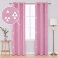 thumbnail image 1 of Cortinas opacas Deconovo con estampado triangular, aislamiento térmico, ojales y paneles de protección solar, color rosa, 96 cm de ancho x 213 cm de largo, para dormitorio u oficina., 1 of 7