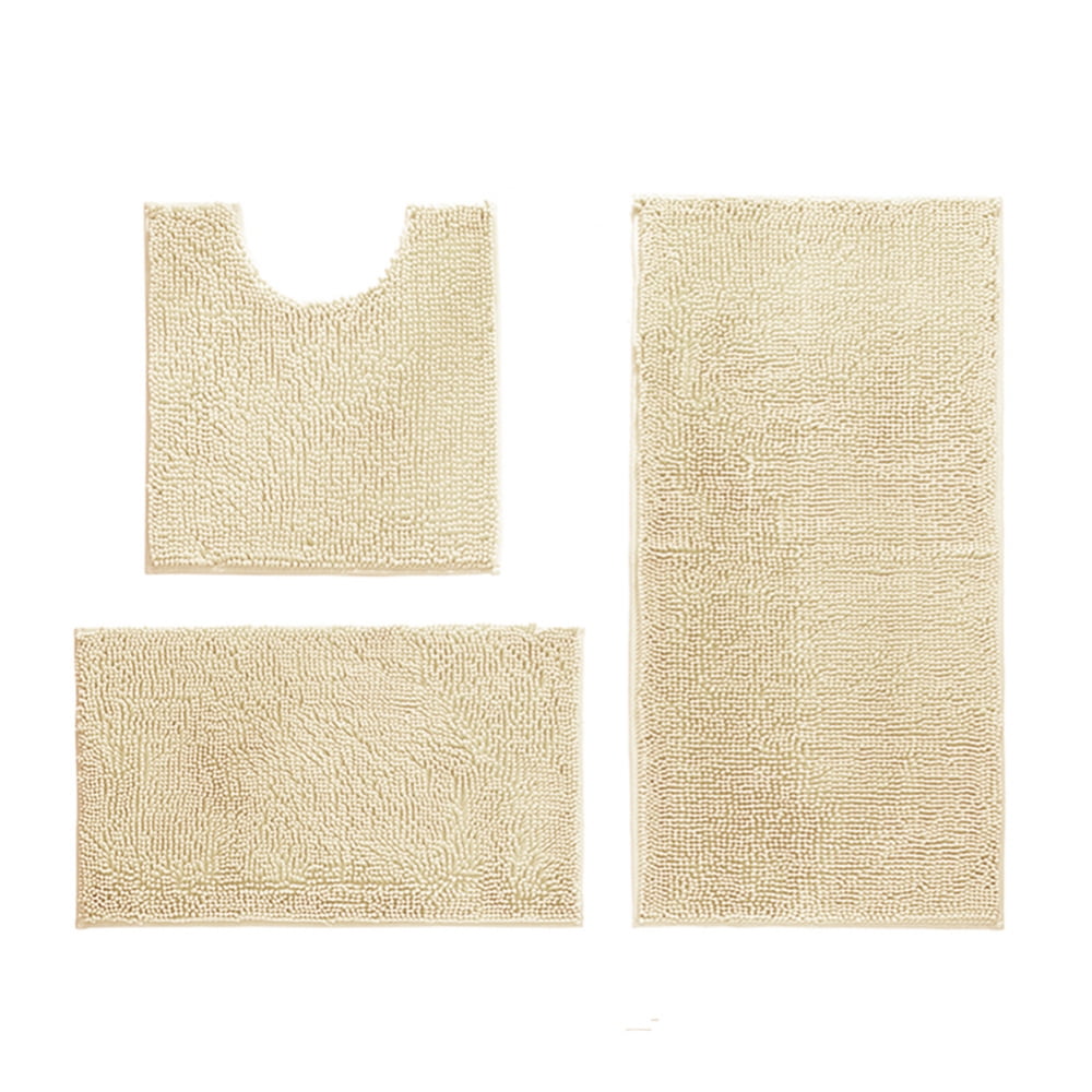 3 Piece Chenille Bath Mat Sets, Large Bathroom Mats +Bathroom Rugs