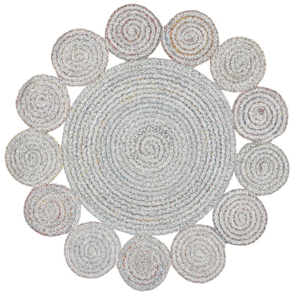 SAFAVIEH Cape Cod Hester Abstract Dots Polyester Area Rug, Grey/Pink, 3' x 3' Round