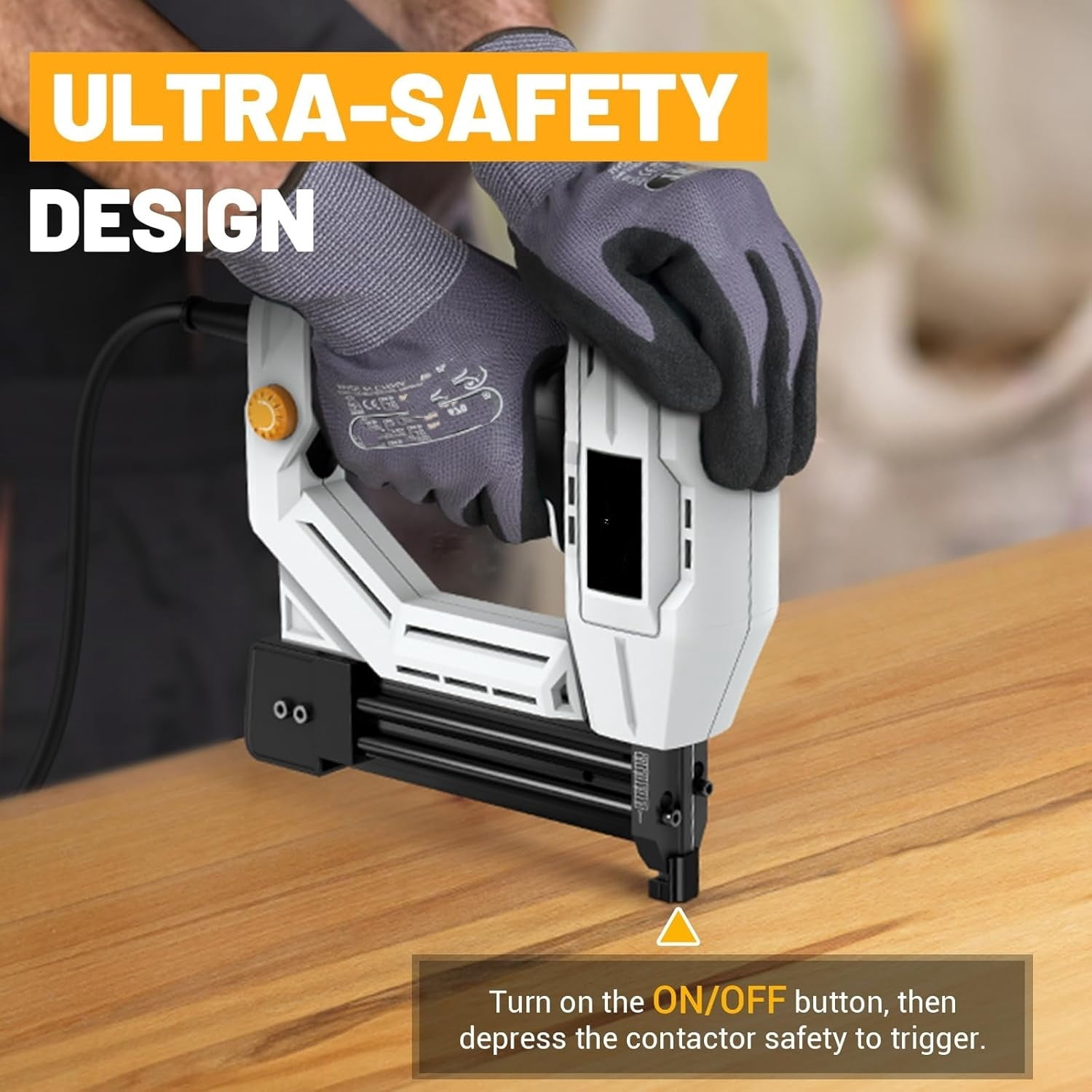 2-in-1 electric nail gun, size 18 heavy-duty nail gun, 120V, suitable for indoor decoration, woodworking DIY， Comes with 200 3/4 inch narrow crown nails and 800 nails.