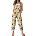 thumbnail image 6 of Halloween Jumpsuits for Women Casual Comfy Cotton Linen Lounge Clothes Funny Floral Print Overalls with Pockets, 6 of 7
