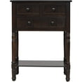thumbnail image 4 of Slim Antique Entry Console Table with Drawers & Bottom Open Shelf, Solid Wood Sofa Couch Table for Entryway Hallway Living Room (Espresso), 4 of 8