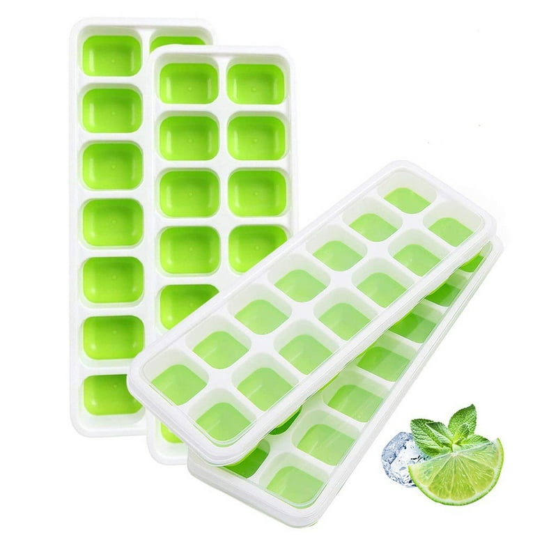 Rubbermaid Silicone Ice Cube Tray, Easy Release and Flexible, 14 Ice Cubes,  4 Trays, Red