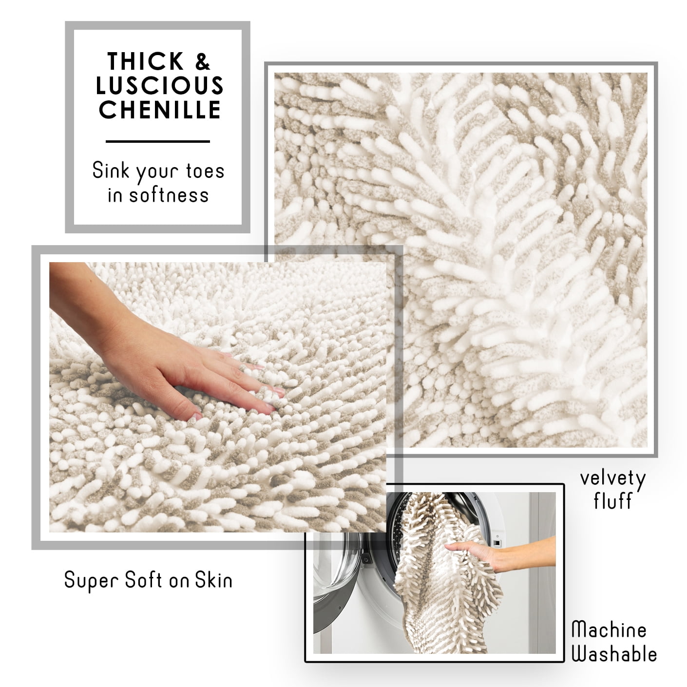 Lammaloe Chenille Bathroom Rugs Non Slip Bath Mat, 24×36 Ultra Absorbent, Bath Mats for Bathroom, Rose