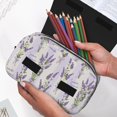 thumbnail image 6 of Goofa Lavender Flowers Pattern Double Layer Pen Pencil Case, Protective Large Capacity Storage Organizer Pen Pouch, Office College Supplies for Teens Adults, 6 of 7