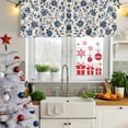 thumbnail image 5 of Navy Blue Floral Curtain Valances for Windows, Kitchen Valance Window Treatments Panel 2 Pack, Spring Vintage Blossom Botanical Rod Pocket Short Curtains for Bathroom Bedroom 54 x 18 Inch, 5 of 8