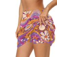 thumbnail image 5 of Uorisango Purple Hippie Flower Women's Active Performance Skort Soft Polyester Spandex Fabric Tennis Golf Skirts for Women with Shorts with Pockets Breathable Stretchy Daily Wear, 5 of 7