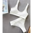 thumbnail image 2 of Bikini pour Femmes, Tenue de Plage en Tricot, Poitrine Enveloppée Taille Haute String de Fête à la Piscine Maillot de Bain 2 Pcs, 2 of 5