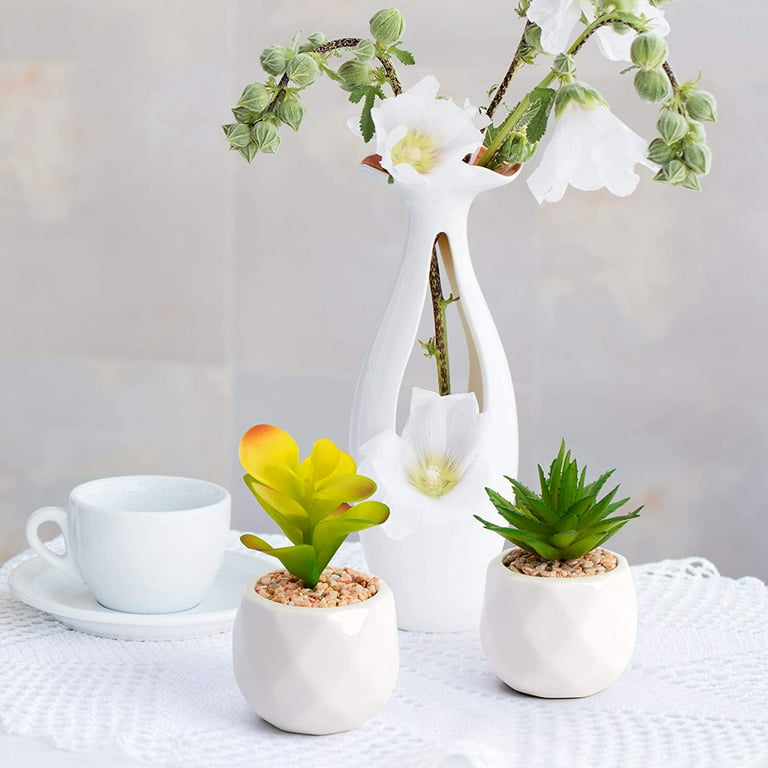Perfireal 4 Packs Small Fake Plants Mini Artificial Faux Plants with Flowers  for Home Room Farmhouse Bathroom Decor Indoor