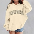 thumbnail image 2 of Boys Hoodies City Name Letter Print Beige Hooded Long Sleeve Pullover Tops Fall Clothes Boy Clothes 4T, 2 of 5