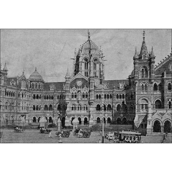 24"x36" Gallery Poster, Railroad Station in Bombay india 1905
