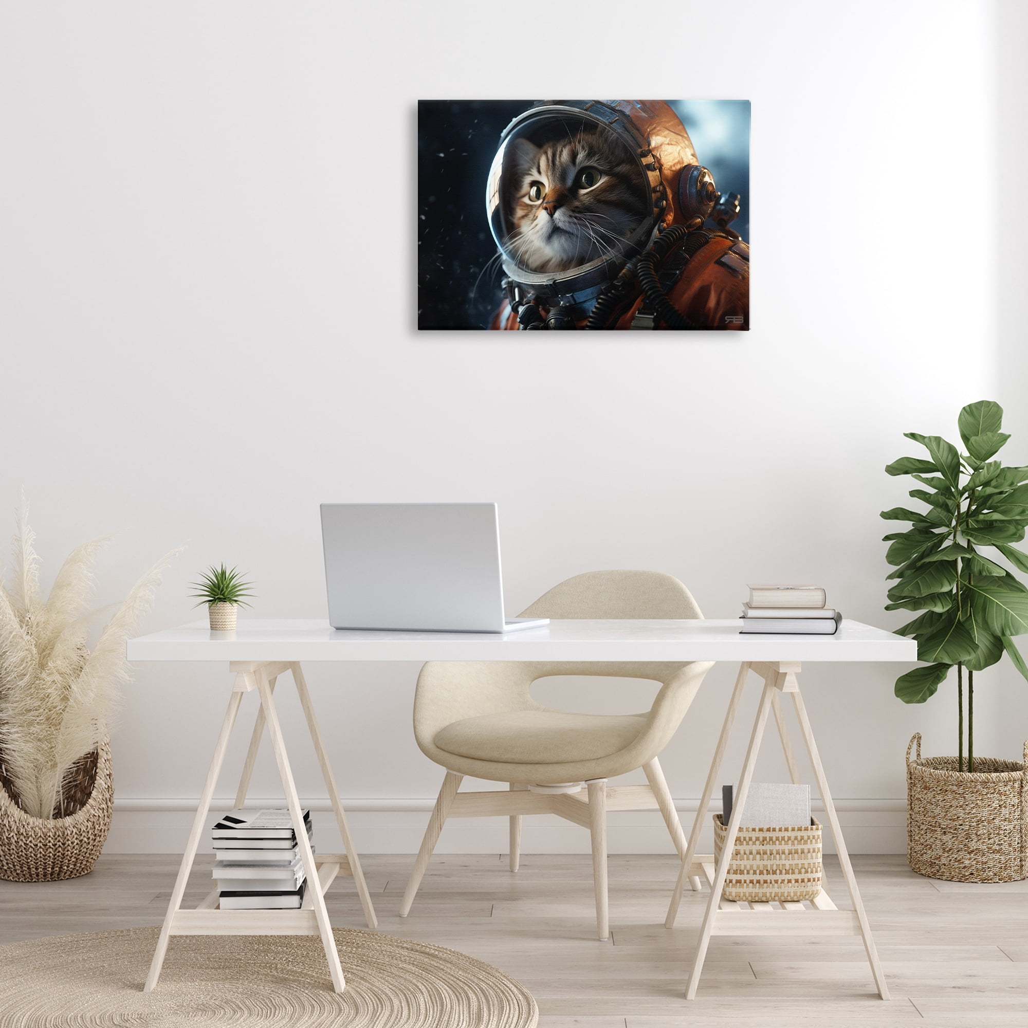 Stupell Industries Astronaut Cat in Space Animals & Insects Painting Gallery Wrapped Canvas Art Print Wall Art, 30 x 20