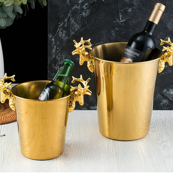 MLINS  Deer-headed Ice Bucket Wedding Large Wine Cooler with Lid Buckets Golden