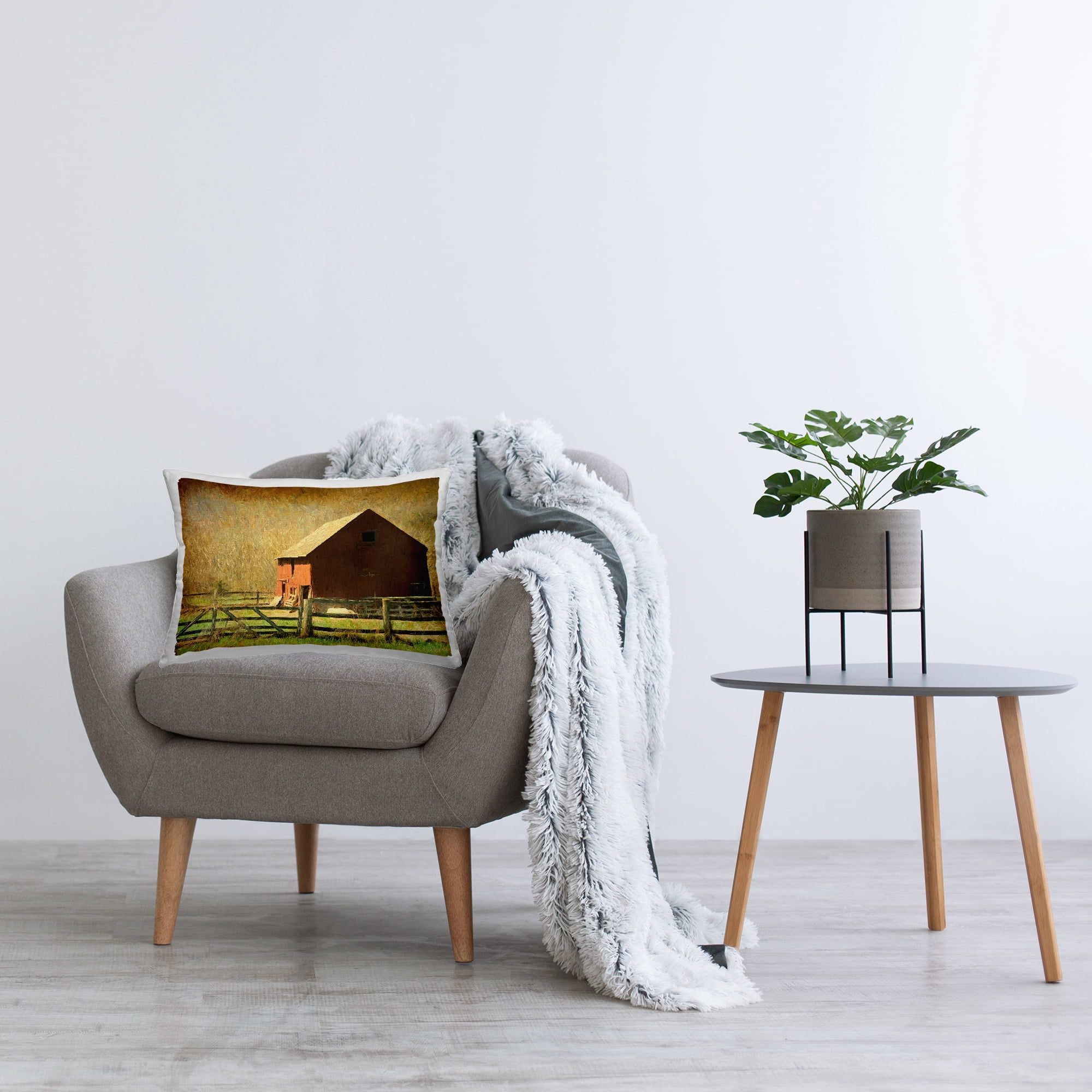 Stupell Industries Red Barn Distressed Pattern Decorative Printed Throw Pillow Design by Graffitee Studios.