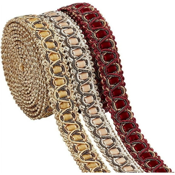 6.5 Yards Braid Trim 3 Colors Polyester Woven Gimp Braid Trim 0.79 Inch Diameter Decorative Fabric Trim for Sewing and Crafting Curtain Slipcover DIY Clothes Jewelry Accessories colorful