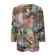 thumbnail image 4 of JULMCOMO Womens Tops 3/4 Sleeve Trendy Summer Crew Neck T Shirts Summer Floral Print Elbow Length Tunic Tops 2024 Trendy Plus Size Blouse Gray 3XL, 4 of 5