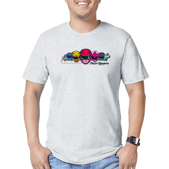 CafePress - Power Rangers Linear Helmets Men's Classic T Shirt - Fitted T-Shirt, Vintage Fit Soft Cotton Tee