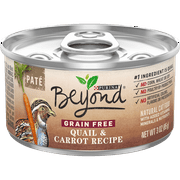 (12 Pack) Purina Beyond Grain Free Natural Pate Wet Cat Food Grain Free Quail & Carrot Recipe 3 oz. Cans