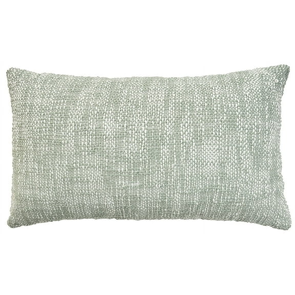 Mina Victory Woven Basketweave Indoor Outdoor Throw Pillow 12" x 21" Aqua