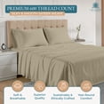 thumbnail image 5 of Casa Platino 100% Cotton Twin Bed Sheet Set – 4 Piece Sateen Bed Sheets 600 Thread Count, Luxury Sateen Weave Offering Buttery Soft Everyday Comfort, Snug Fit 15” Deep Pocket - Linen, 5 of 7
