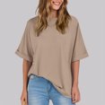 thumbnail image 5 of Women's T-Shirts Sevevn Women's Casual Crewneck Short-Sleeved Solid Color Loose Short Loose T-Shirt, 5 of 8